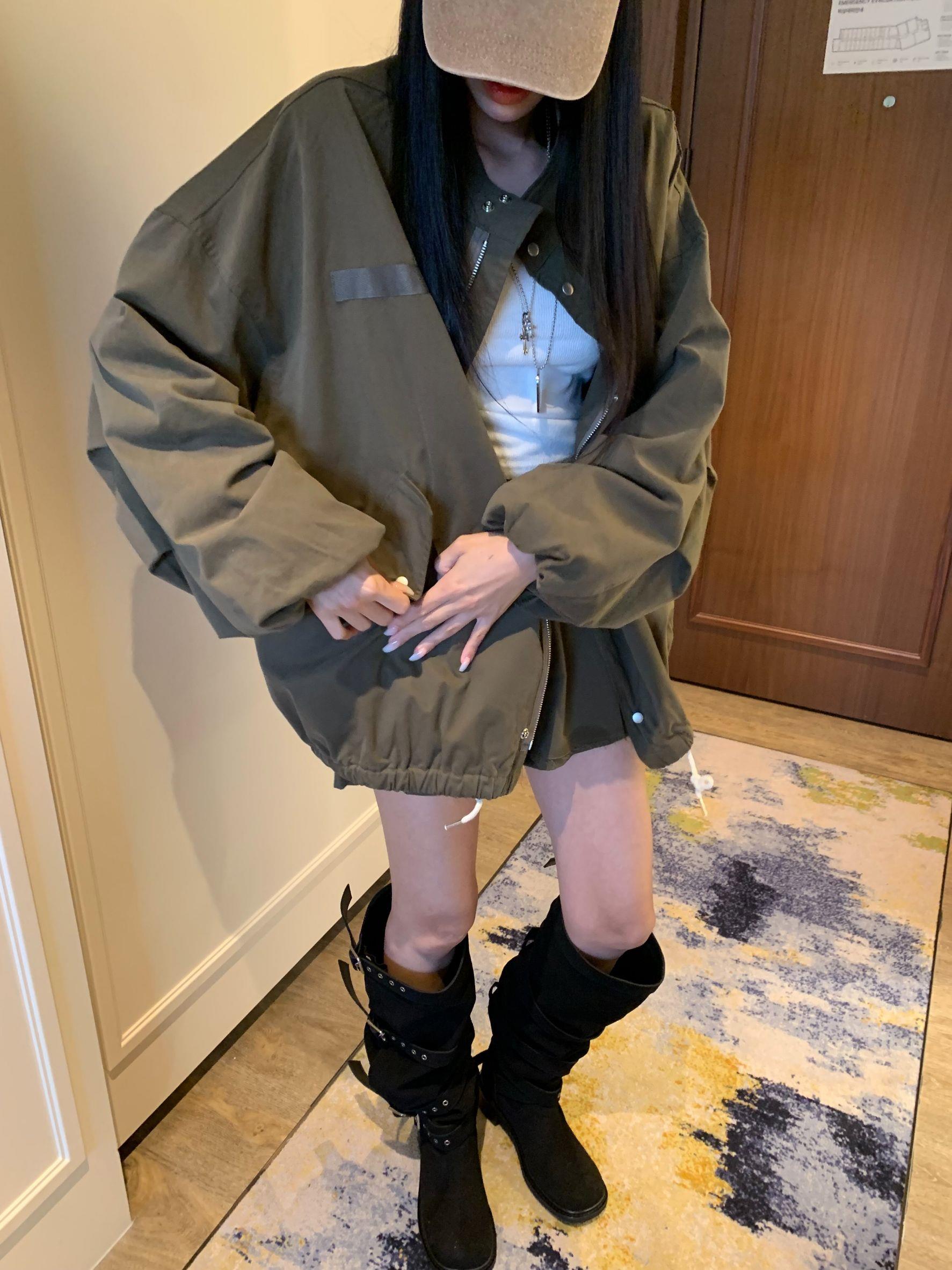 軍裝抽繩立領外套